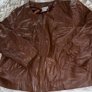 Jessica London Brown Leather Jacket size 20
